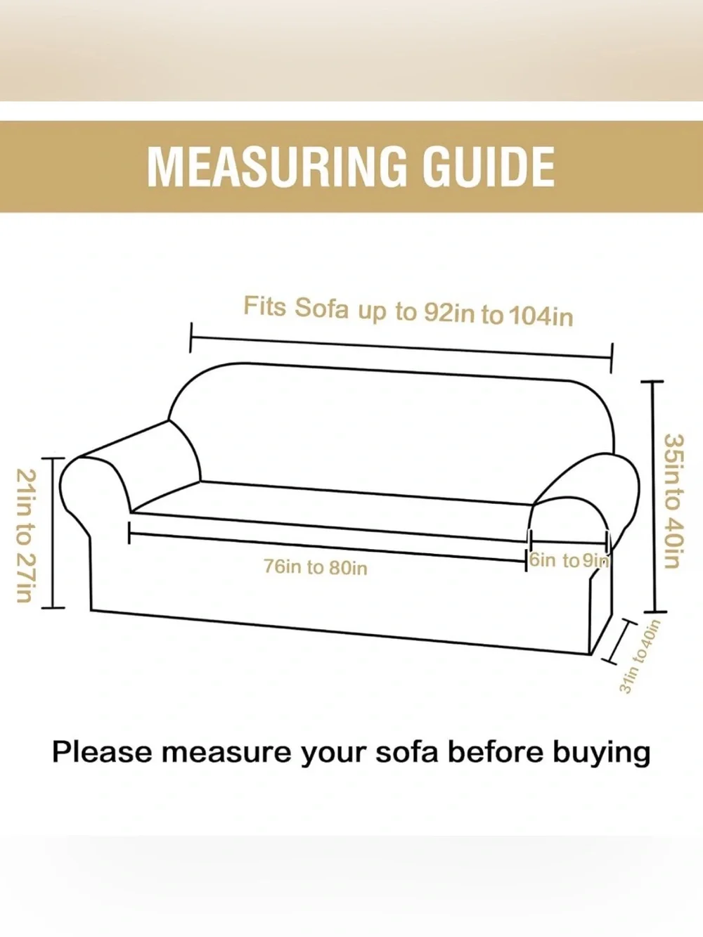 Sofa Slipcover with Waterproof Seat Furniture Protector (Sofa XL, Pale Oak)